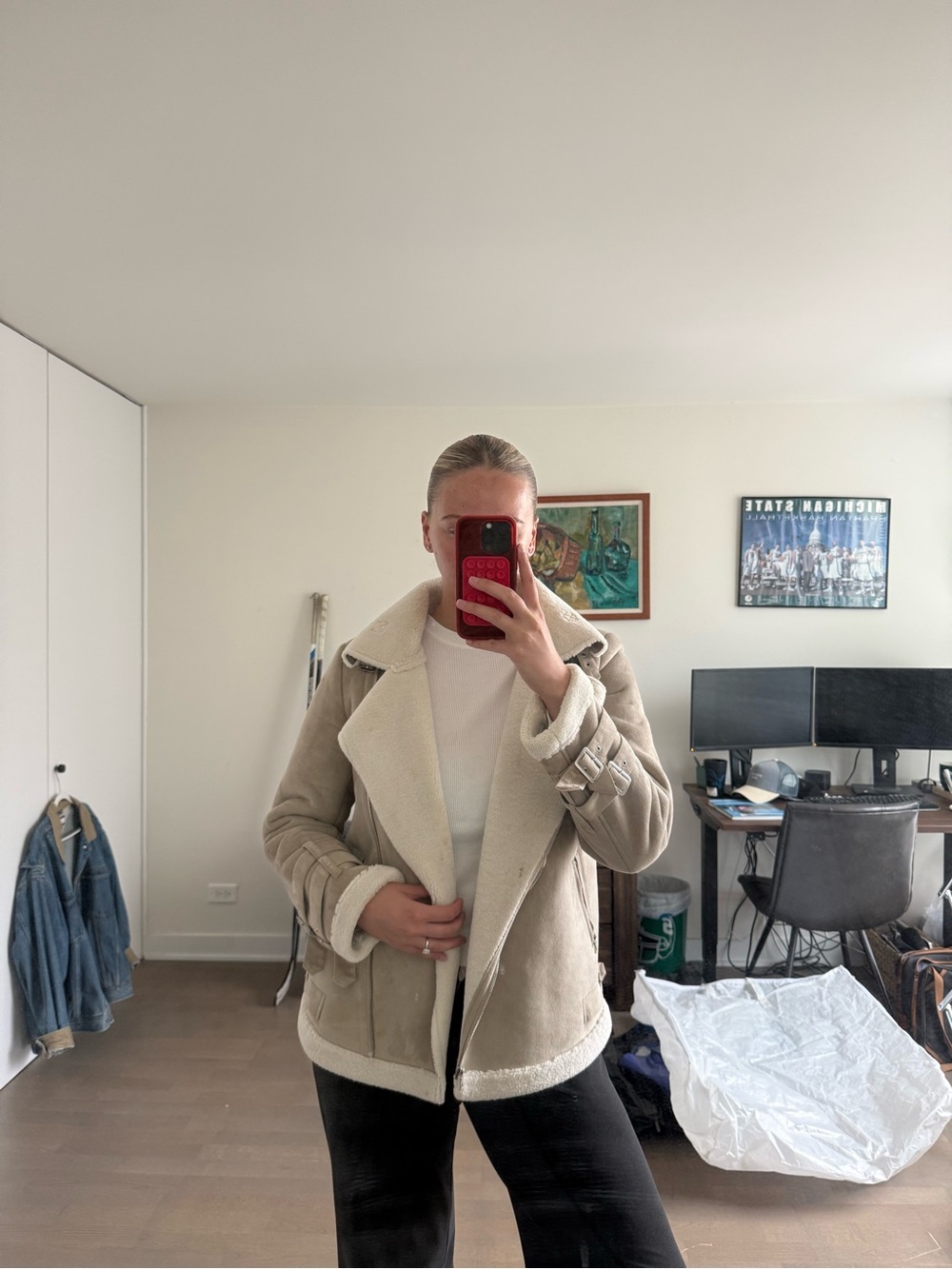 Fabulous Furs Cream Shearling Faux-Fur Jacket
